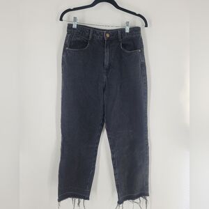 Zara High Waisted Faded Black Raw Hem‎ Jean Size 6